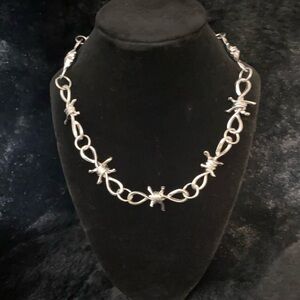Edgy Silver Barbed Wire Necklace